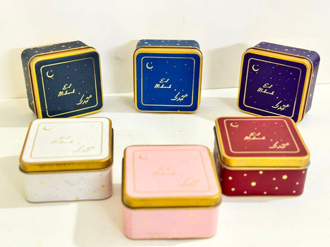 Eid Mubarak Square Gold Foil Tin - 125g (Pack of 6)