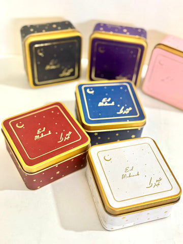Eid Mubarak Square Gold Foil Tin - 125g (Pack of 6)