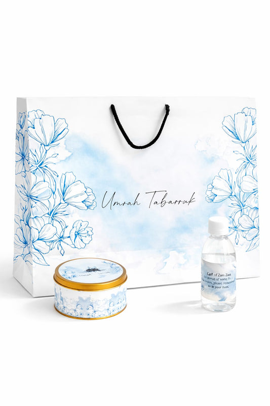Extra Large Light Blue Set (with medium 250g Tin Box)  - Umrah / Hajj Tabarruk Packaging