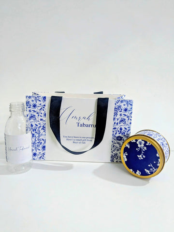 Small Set ( Hand Bag Style - Elegant Blue ) - Umrah / Hajj Tabarruk Packaging