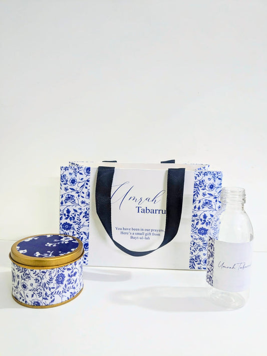 Small Set ( Hand Bag Style - Elegant Blue ) - Umrah / Hajj Tabarruk Packaging