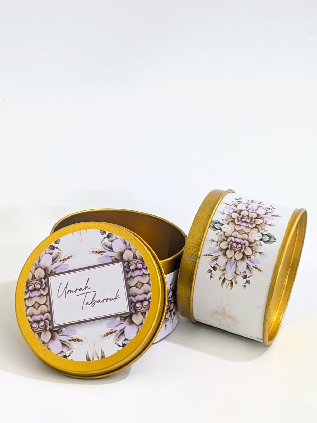 Tin Box Purple Floral - Umrah/Hajj Tabarruk (125g)