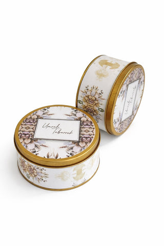 Tin Box (Purple Floral) Umrah/Hajj Tabarruk Packaging - Tin Box 250g