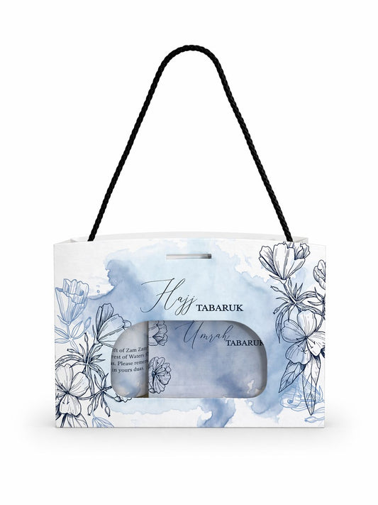 Medium Set Light Blue - (Window Style with Pouch)- Umrah / Hajj Tabarruk Packaging