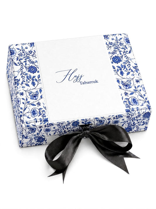 Rigid Box Set with Medium Tin (Blue Elegant) - Umrah/Hajj Tabarruk Packaging