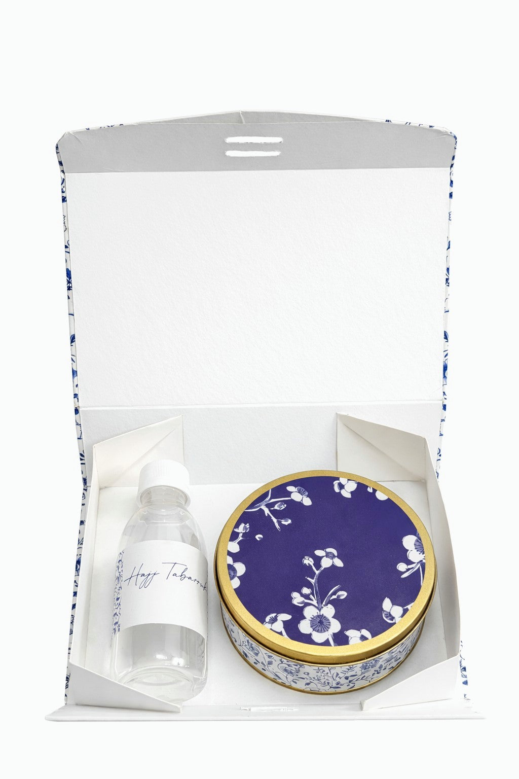 Rigid Box Set with Medium Tin (Blue Elegant) - Umrah/Hajj Tabarruk Packaging