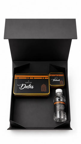 5 in 1 - Large Rigid Box Set (with Half Kg Tin for dates) - Umrah/Hajj Tabarruk Packaging
