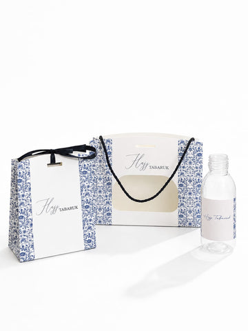Medium Set Elegant Blue - (Window Style with Pouch)- Umrah / Hajj Tabarruk Packaging