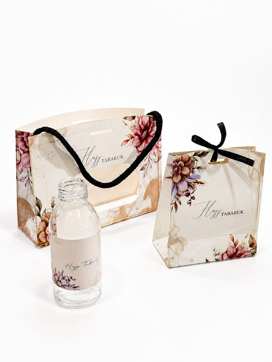 Window Bag Set (with Pouch - Pink Floral) - Umrah / Hajj Tabarruk Packaging