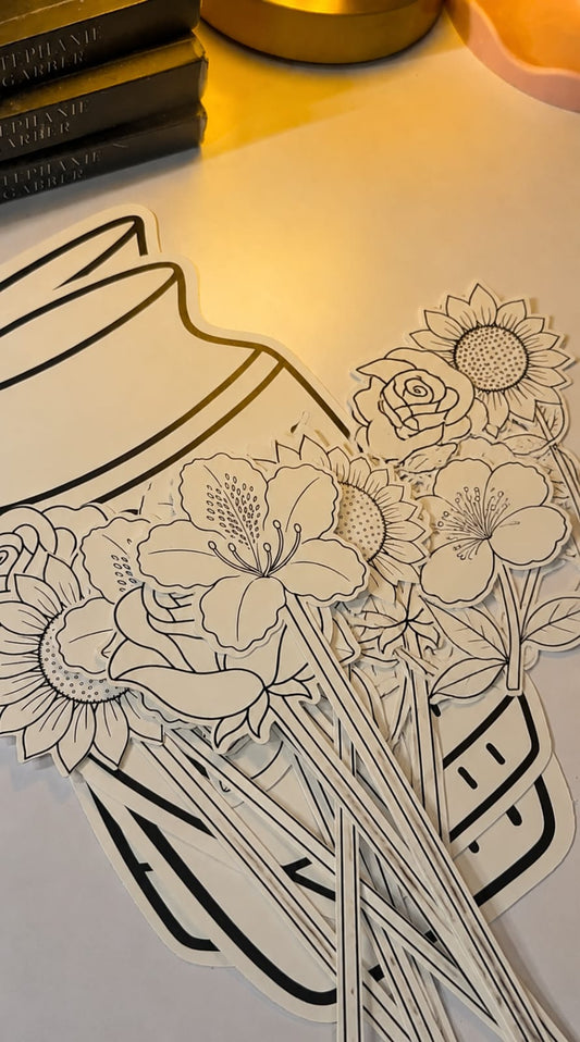 Vase and Flowers for Coloring ( without Markers ) (Age 3+)