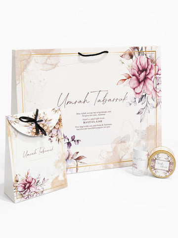 Extra Large Purple Floral 4 in 1 - (with Small Set)- Umrah / Hajj Tabarruk Packaging