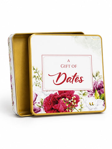 1 Kg Square Tin Box (Red Floral)  - Umrah / Hajj Tabarruk Packaging
