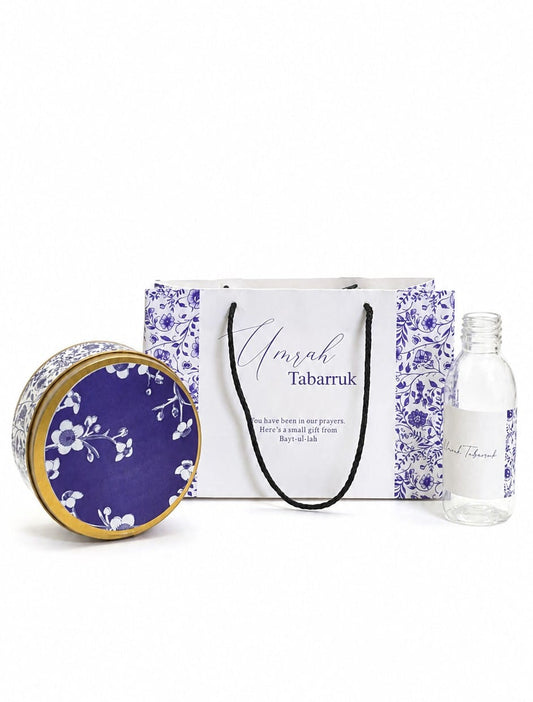 Medium Set ( Hand Bag Style - Elegant Blue ) - Umrah / Hajj Tabarruk Packaging