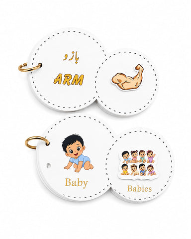 Bundle - Interactive Velcro Learning Cards - Body Parts & Singular Plural - Age 3+ (16 + 16 Cards)