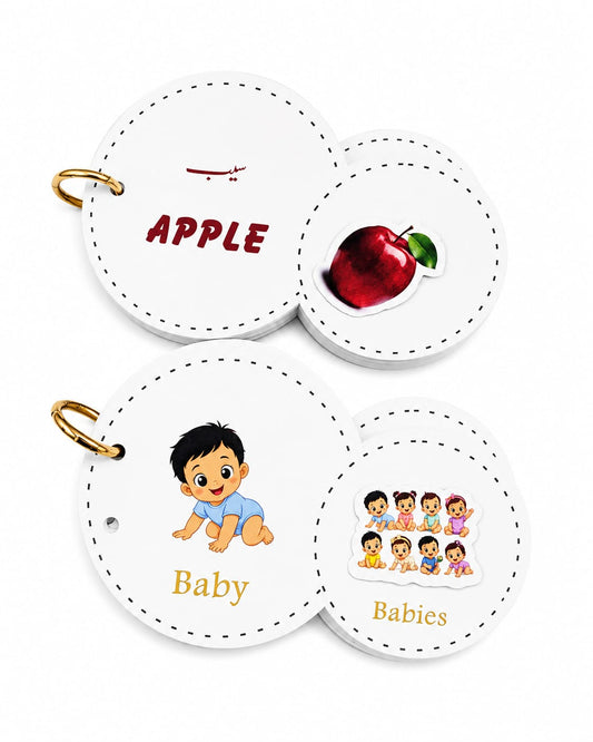 Bundle - Interactive Velcro Learning Cards - Fruits & Singular Plural - Age 3+ (16 + 16 Cards)