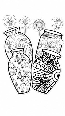 Vase and Flowers for Coloring ( without Markers ) (Age 3+)