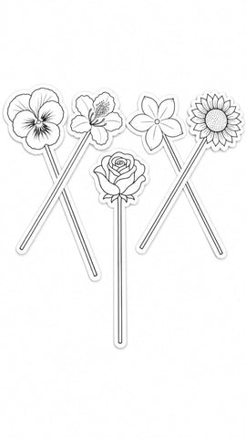 Vase and Flowers for Coloring ( without Markers ) (Age 3+)