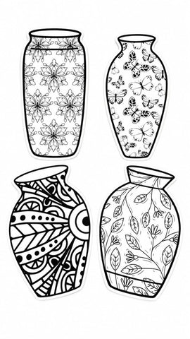 Vase and Flowers for Coloring ( without Markers ) (Age 3+)