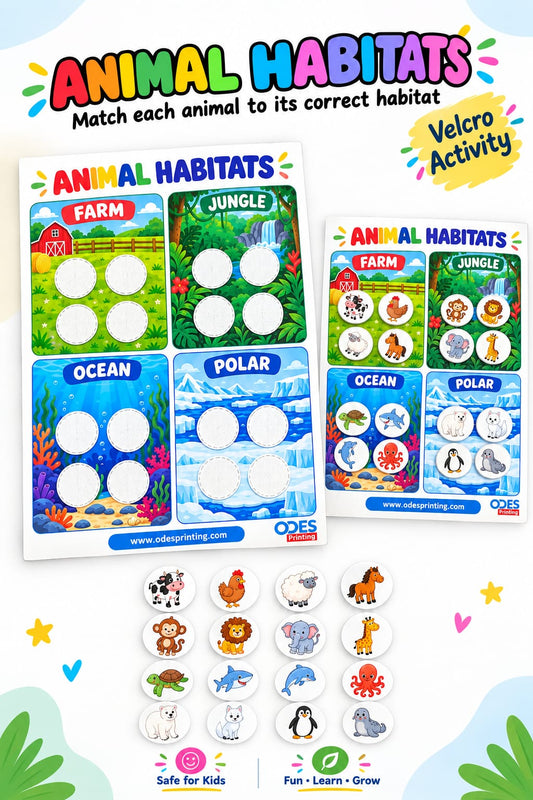 Velcro Card Board Activity - Animal Habitats