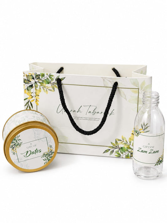 Small Set ( Hand Bag Style - Green Floral ) - Umrah / Hajj Tabarruk Packaging