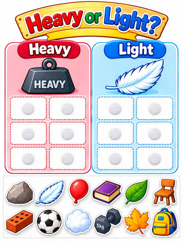Velcro Card Board Activity - Weight Learning (Heavy or Light)