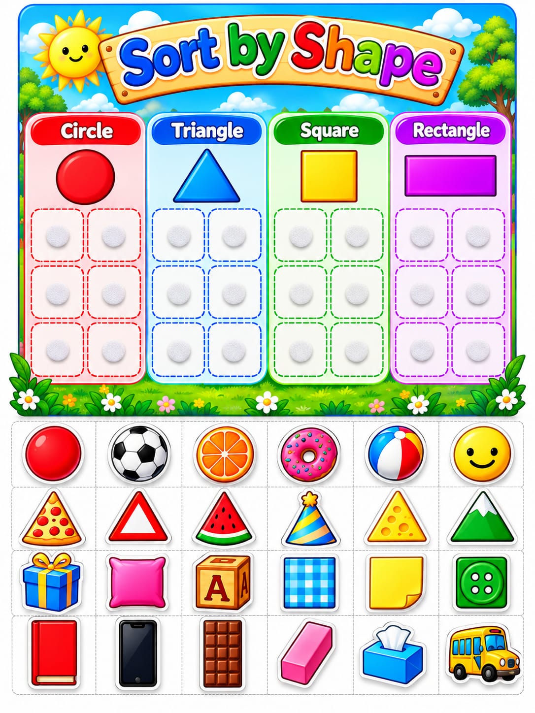 Velcro Card Board Activity - Shapes Learning