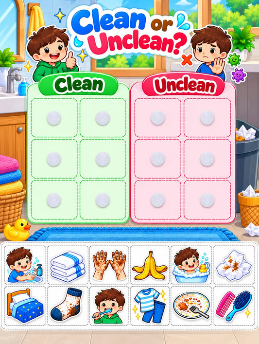 Velcro Card Board Activity - Clean and Unclean