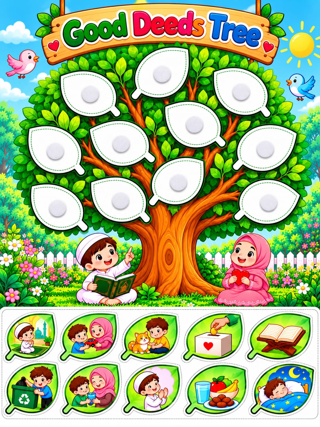 Velcro Card Board Activity - Good Deeds Tree