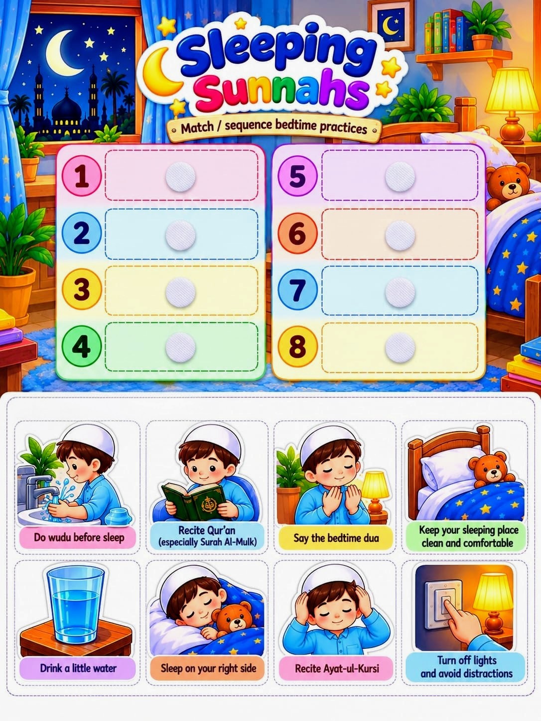 Velcro Card Board Activity - Sleeping Sunnah
