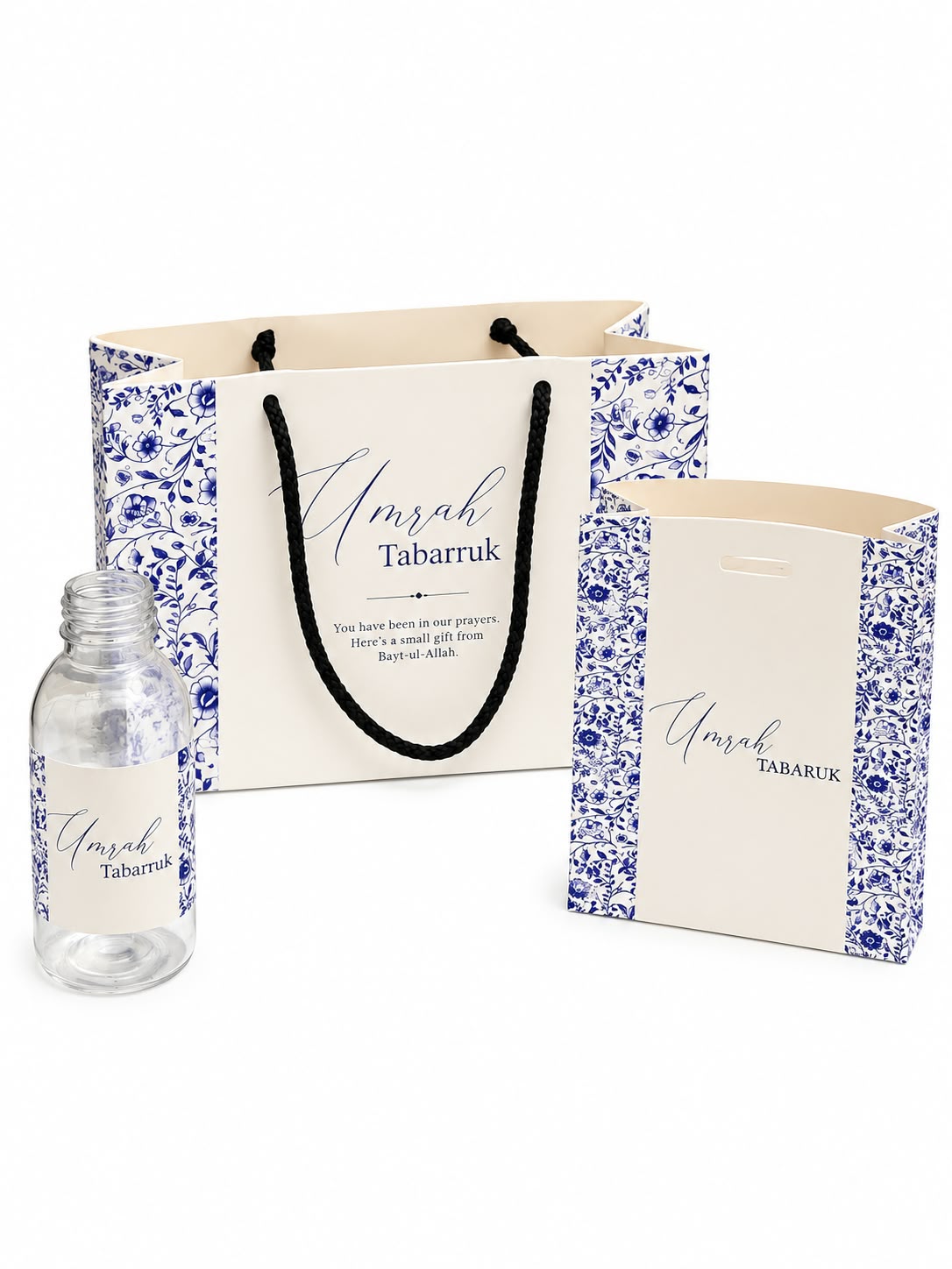 Medium Set Elegant Blue - (Hand Bag Style with Pouch)- Umrah / Hajj Tabarruk Packaging