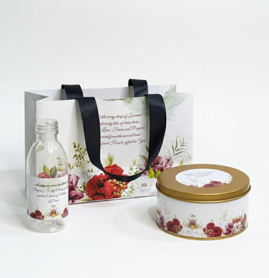 Medium Set (Hand Bag Style-Red Floral) - Umrah / Hajj Tabarruk Packaging