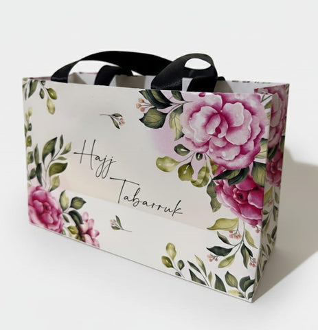 Medium Handle Bag (Pink Floral) - Umrah / Hajj Tabarruk Packaging