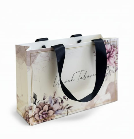 Medium Handle Bag (Purple Floral) - Umrah / Hajj Tabarruk Packaging