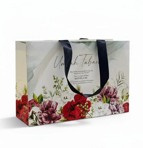 Large Bag ( Red Floral ) Umrah / Hajj Tabarruk Packaging