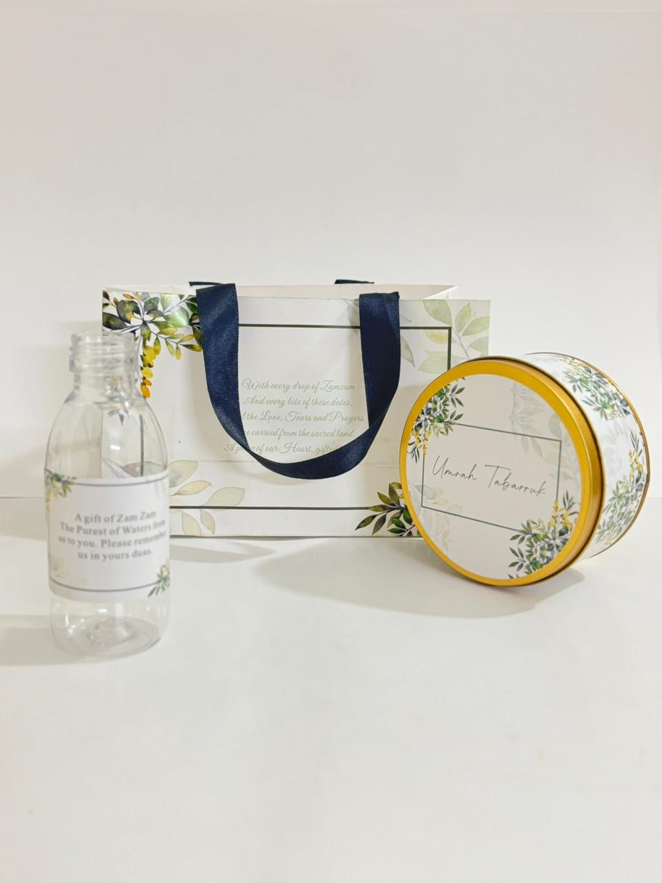 Medium Set (Hand Bag Style-Green Floral) - Umrah / Hajj Tabarruk Packaging