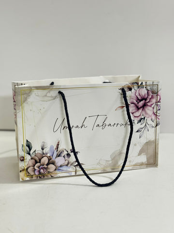 Medium Handle Bag ( Pink Floral ) - Umrah / Hajj Tabarruk Packaging