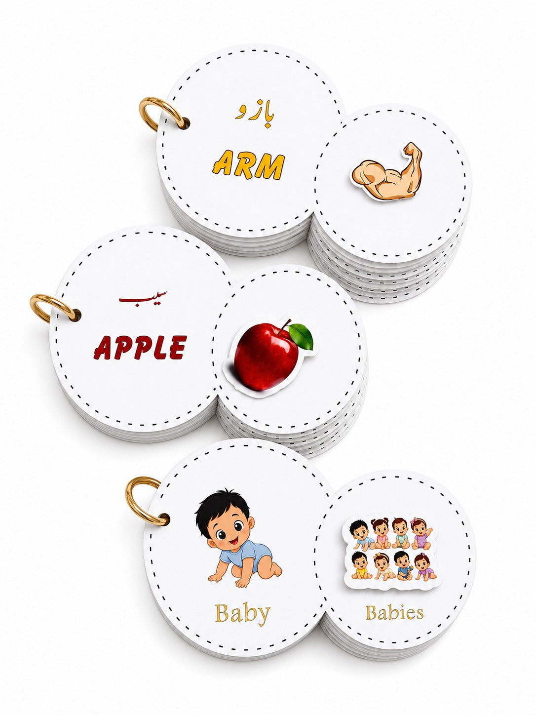 Bundle of 3 - Interactive Velcro Learning Cards - Body Parts + Singular Plural + Fruits - Age 3+ (16 + 16 Cards)