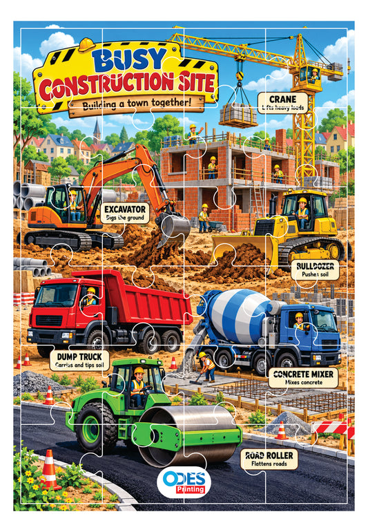 Jigsaw Puzzle - Busy Construction Site Adventure (Age 4+) 11x17 inches