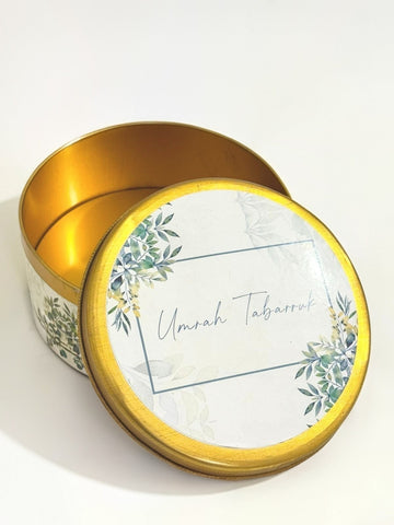 Half KG Tin Box  - ( Green Floral ) Umrah / Hajj Tabarruk