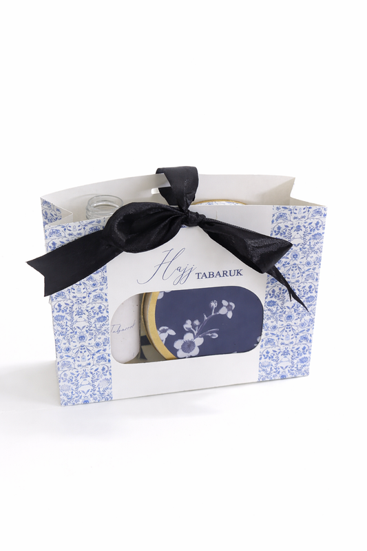 Medium Pouch Set ( Window Style - Elegant Blue ) - Umrah / Hajj Tabarruk Packaging