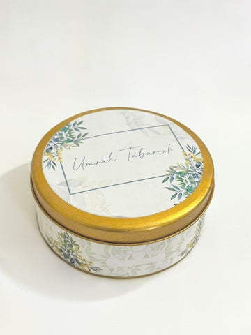 Half KG Tin Box  - ( Green Floral ) Umrah / Hajj Tabarruk