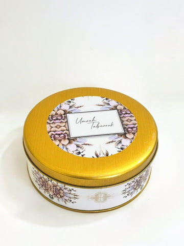 Half KG Tin Box  - ( Purple Floral ) Umrah / Hajj Tabarruk